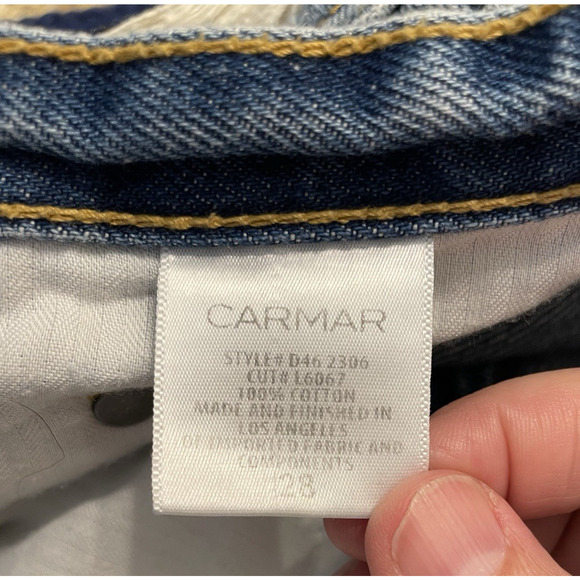 Carmar Micro Mini Skirt Womens Size 28 Denim Distressed Frayed Boho Fesitval USA - Picture 6 of 10